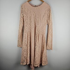 NWT‎ Cato Blush Pink Lace Long Sleeve Dress Flowy L Feminine Skater Style